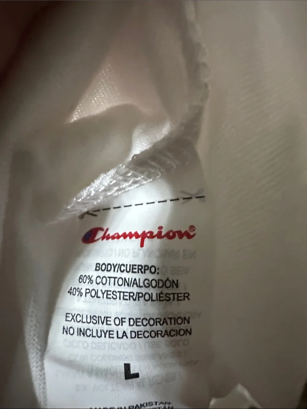 Champion White Short-Sleeve Tee with Navy Script and Red Logo - Picture 3 of 4